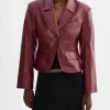 Whitney Fransway TV Series In the City 2026 Burgundy Leather Blazer Front