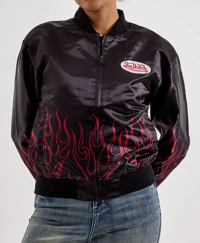 Womens Von Dutch Satin Flight Jacket