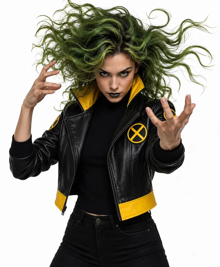 X-Men Rogue Black Yellow Leather Costume Jacket