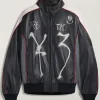 Y-3 Chito Graphic Black Leather Biker Jacket