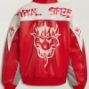 Y-3 Chito Graphic Red Leather Biker Jacket Back