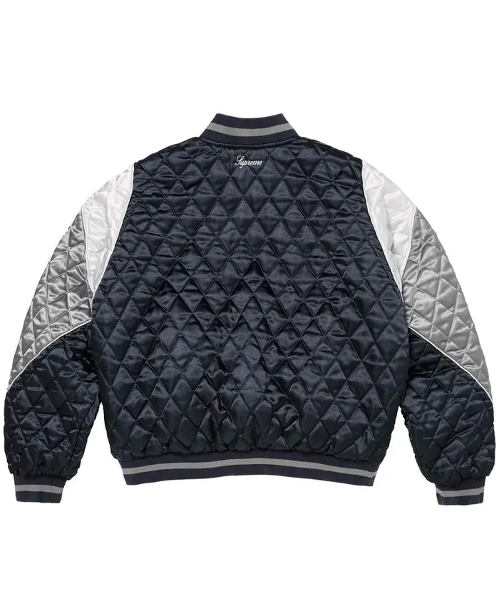 fall winter 2026 Supreme Champion Quilted Navy Satin Varsity Jacket Back