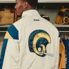 2026 Los Angeles Rams x Elwood Retro Helmet Windbreaker Off-White Track Jacket Back