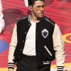 2026 NFL Pro Football Halftime Show Jonas Brothers Black and Off White Varsity Jacket Front