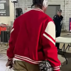 2026-Soldier-Field-Arrival-Justin-Jefferson-Red-and-White-Wool-Varsity-Jacket-Back