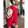 2026-Soldier-Field-Arrival-Justin-Jefferson-Red-and-White-Wool-Varsity-Jacket-Left