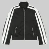 3D Jungkook Striped Black Leather Jacket