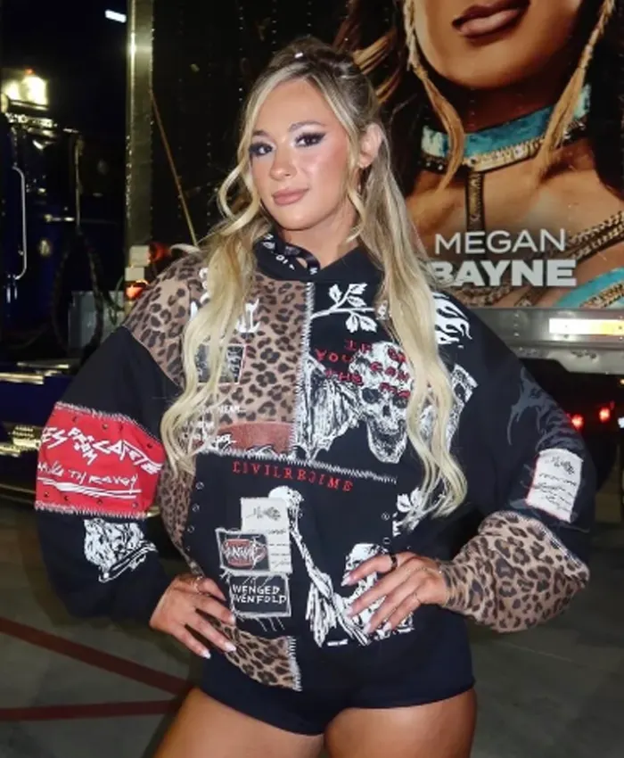 AEW 2026 Megan Bayne Leopard Print Hooded Jacket