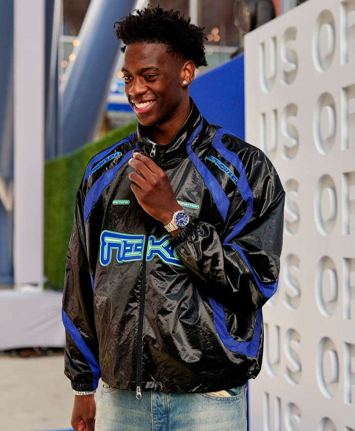 AJ-Dybantsa-US-Open-Black-Shiny-Track-Jacket