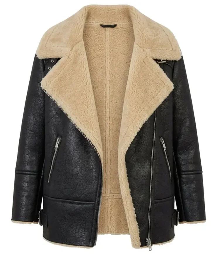 Abbie Hern TV Series Ted Lasso 2026 Gemma Jay Black Shearling Leather Jacket