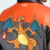 Adidas Originals X Pokémon 8 Ball Charizard Bomber Leather Jacket Close up