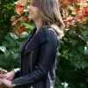 Alex Movie Love Finds You 2026 Aimee Teegarden Black Asymmetrical Leather Moto Jacket