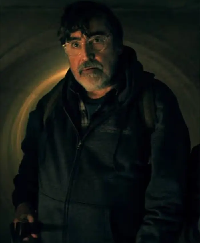 Alfred Molina TV Series The Boroughs 2026 Sam Cooper Black Hooded Jacket