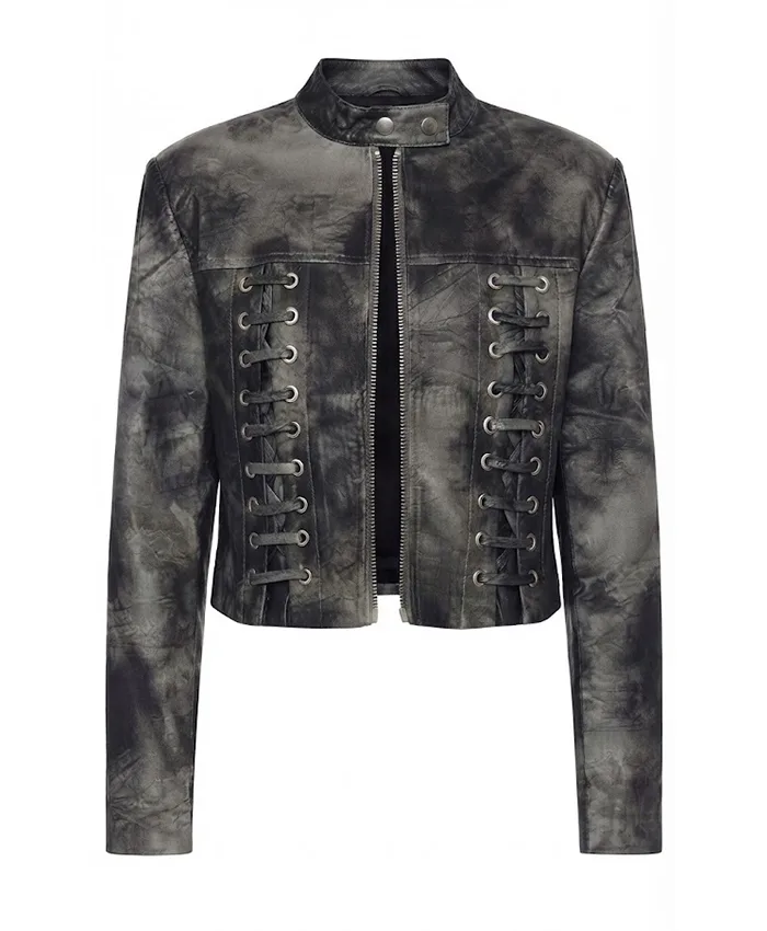 Alijah Kai TV Series A Different World 2026 Rashida Duvall Grey Lace Up Leather Jacket