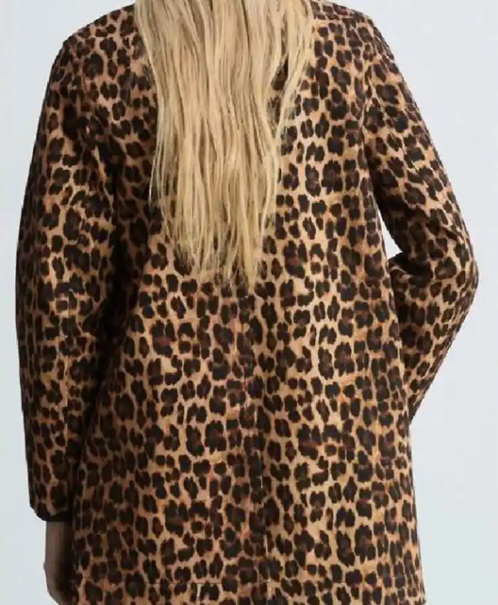 Alix Earle TV Series Earle Meets World 2026 Brown Leopard Print Coat Back View