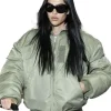 Amelia Gray New York Fashion Week Show 2026 Green Satin Bomber Jacket
