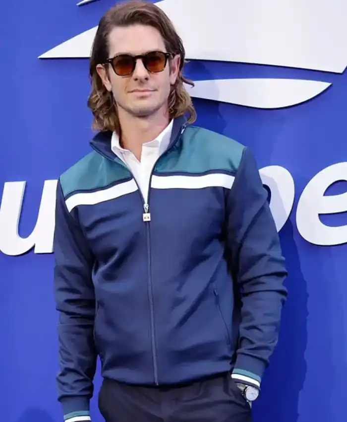 Andrew Garfield US Open 2026 Navy Blue Track Jacket Front View
