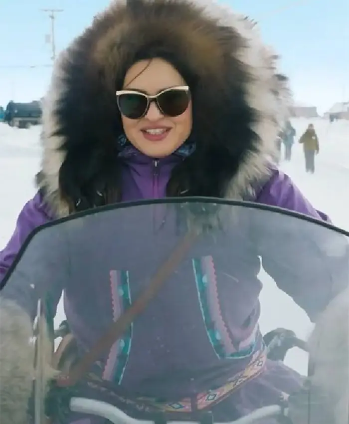Anna Lambe TV Series North Of North 2026 Purple Hooded Parka Coat Front