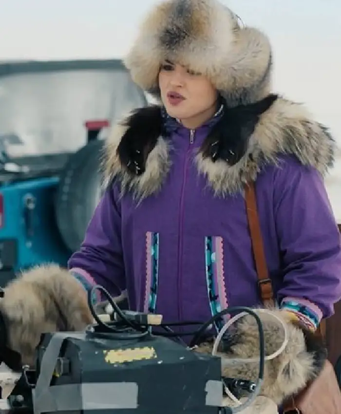Anna Lambe TV Series North Of North 2026 Purple Hooded Parka Coat