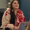 Anna Lambe TV Series North Of North 2026 Red Floral Sherpa Fleece Jacket Front View