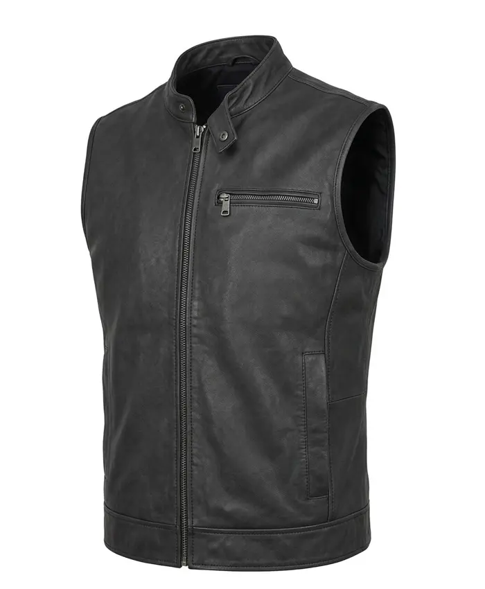Anyma Milan Fashion Week 2026 Black Leather Vest On Sale