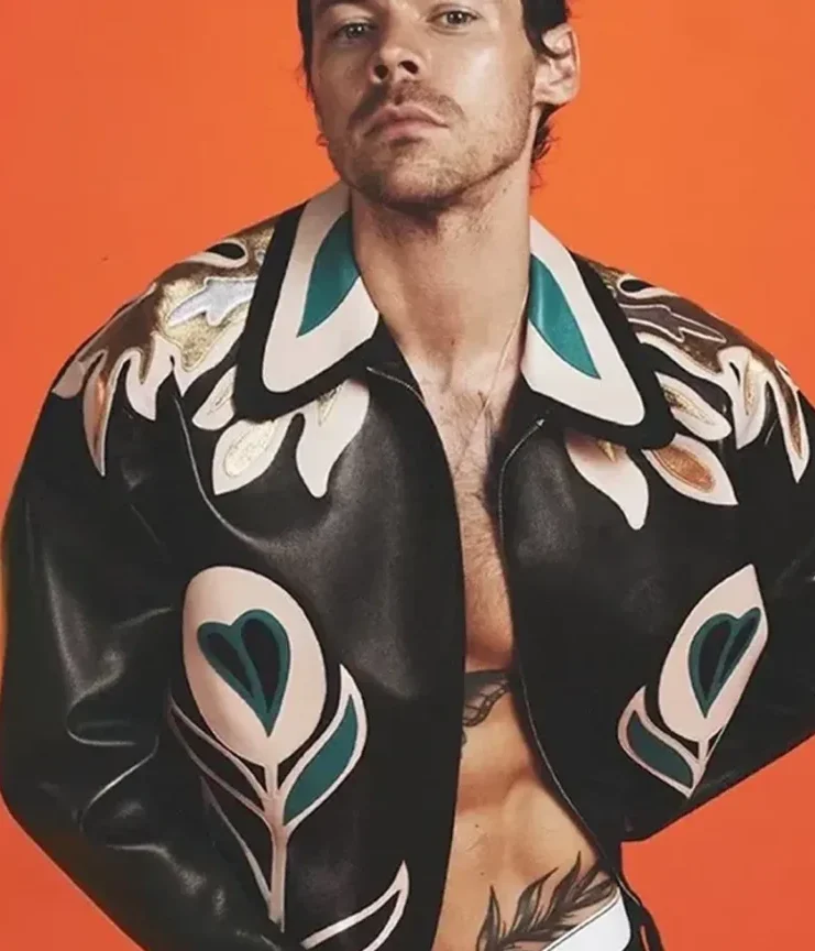 Appliqué Patches Harry Style Miu Miu Leather Jacket