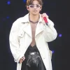 BTS ARIRANG World Tour Chicago 2026 Kim Taehyung Off-White Coated Denim Trench Coat