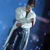 BTS ARIRANG World Tour Chicago 2026 Kim Taehyung Off-White Coated Denim Trench Coat On Sale