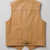 BTS Drake FOMO Fear of Missing Out 2026 Tan Yellow Leather Vest Back view