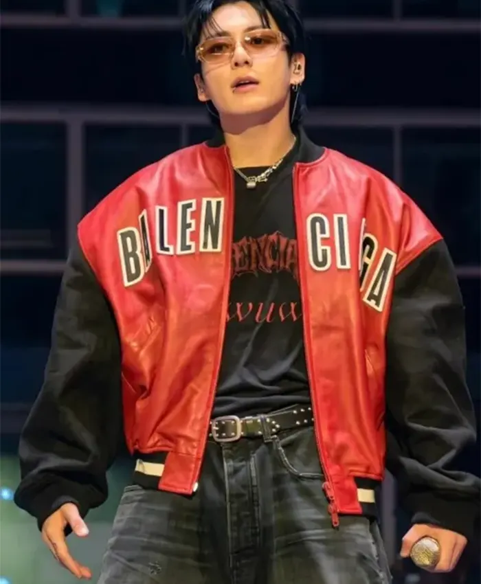 BTS Jungkook Balenciaga Red Bomber Jacket