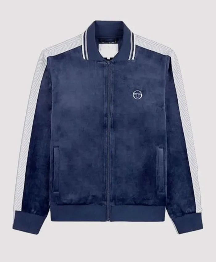 Benjamin Clementine TV Series The Gentlemen 2026 Blue Velour Track Jacket Front