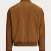 Bobby Glass TV Series The Gentlemen 2026 Ray Winstone Brown Suede Leather Bomber Jacket Back View