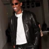 Bottega Veneta SS27 Travis Scott Black Cafe Racer Leather Jacket Front