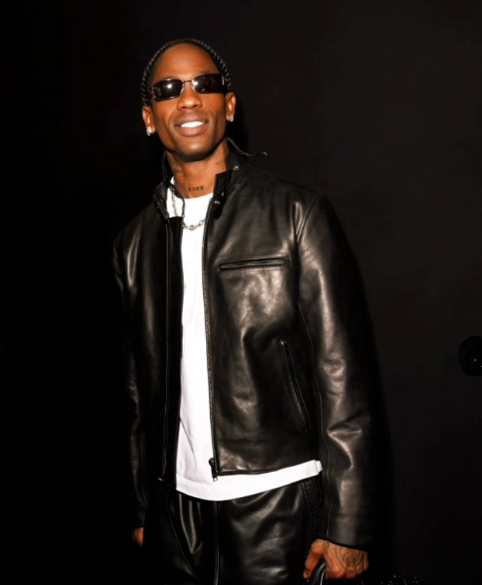 Bottega Veneta SS27 Travis Scott Black Cafe Racer Leather Jacket