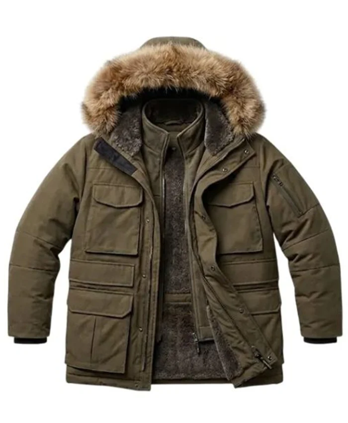 Brad Pitt Movie Heart of the Beast 2026 James Belmont Brown Hooded Parka Jacket