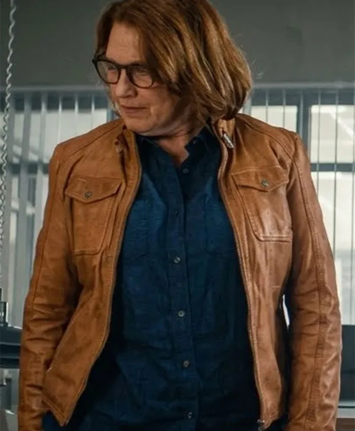 Britta Sköld TV Series Blood Sacrifice 2026 Anna-Maria Käll Brown Leather Jacket
