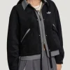 Buy Adidas 3S Deluxe W Black and Grey Wool Jacket Front