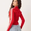 Buy Adidas Adicolor 3-Stripes Premium Red Slim Knit Track Jacket On Sale