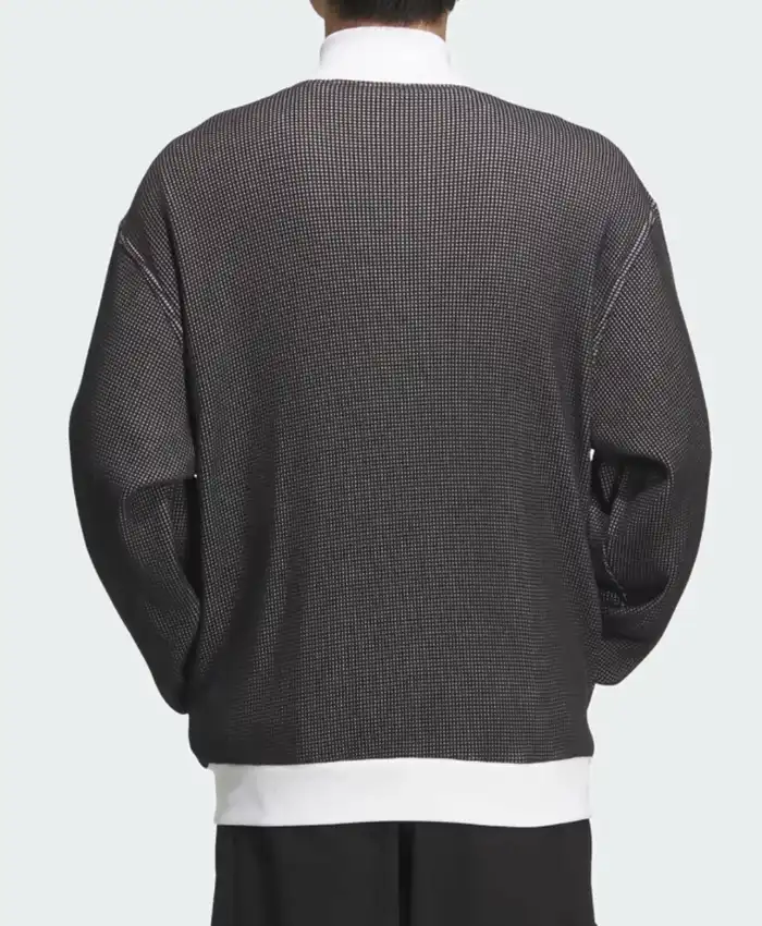 Buy Adidas Grid Pattern Knit Black and White Track Jacket Back View