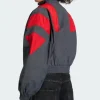 Buy Adidas x Blocked Washed Grey and Red Zip-up Track Jacket On Sale Back View