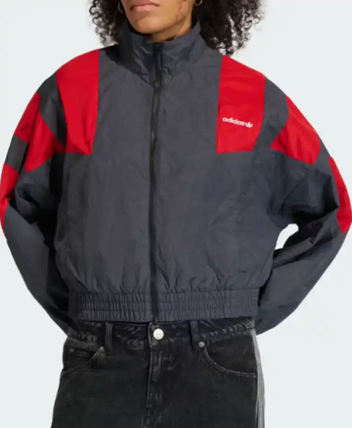 Buy Adidas x Blocked Washed Grey and Red Zip-up Track Jacket On Sale