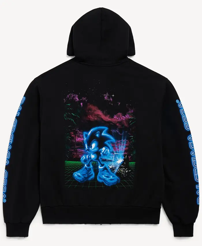 Buy Balenciaga x SEGA Sonic the Hedgehog Black Hooded Zip-up Jacket On Sale