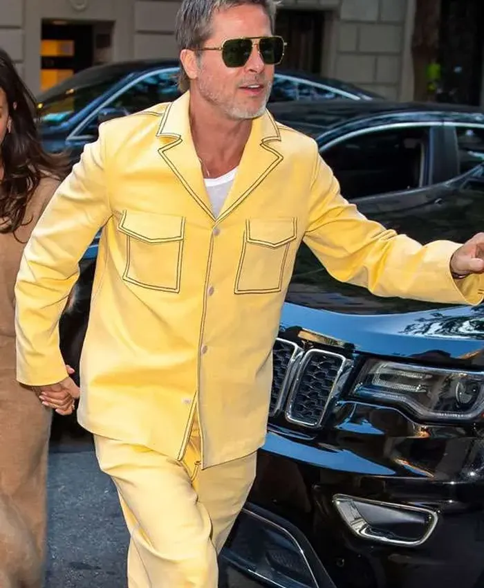 Buy Brad Pitt 1970s Leisure Vinatge Yellow Cotton Suit On Sale