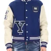Buy Calvin Klein x Raf Simons Yale University Beige and Blue Varsity Jacket