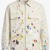 Buy Chris Brown Paint Embroidered White Shirt Style Jacket On Sale