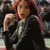 Buy Dua Lipa Training Season Black Leather Jacket Side View