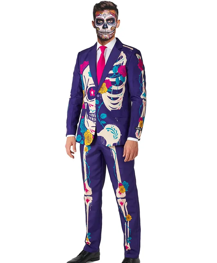 Buy Halloween x Sugar Skull Purple Suit For Men and Women Front View