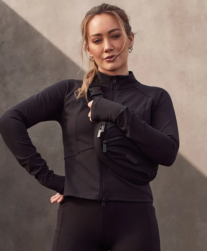 Buy Hilary Duff 2026 Reebok Brand Ambassador Fitted Black Full Zip Jacket Front