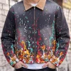 Buy House of Errors Embroidered Paint Cotton Zip-up Workwear Jacket Front View