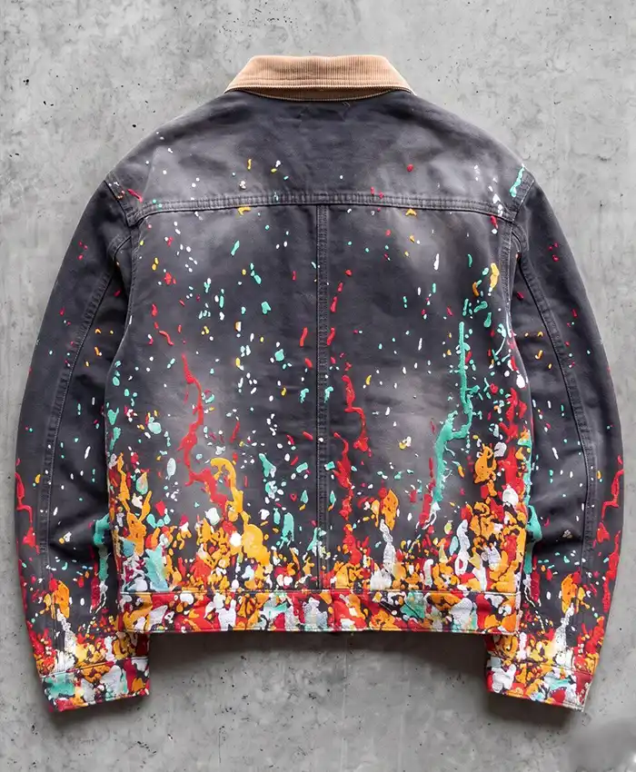 Buy House of Errors Embroidered Paint Cotton Zip-up Workwear Jacket